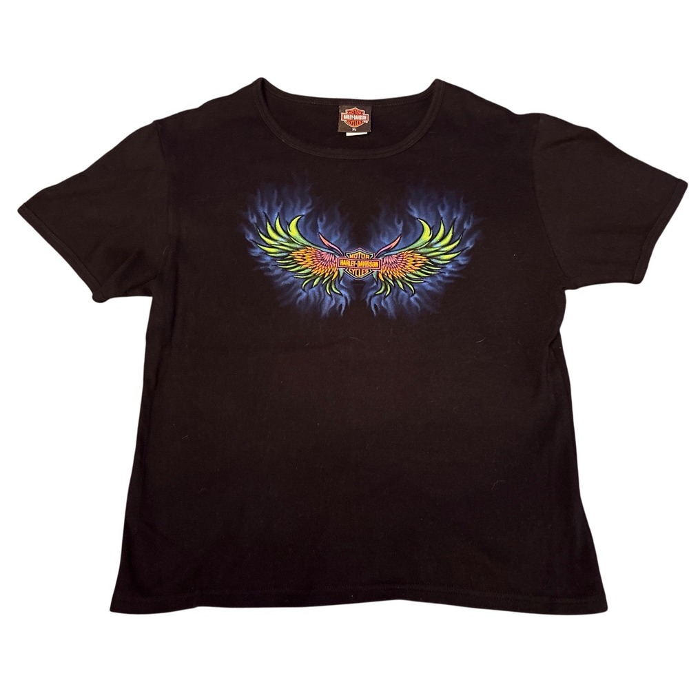 Harley-Davidson Womens Black Rainbow Wing T-Shirt Gilbert's Port Huron MI XL